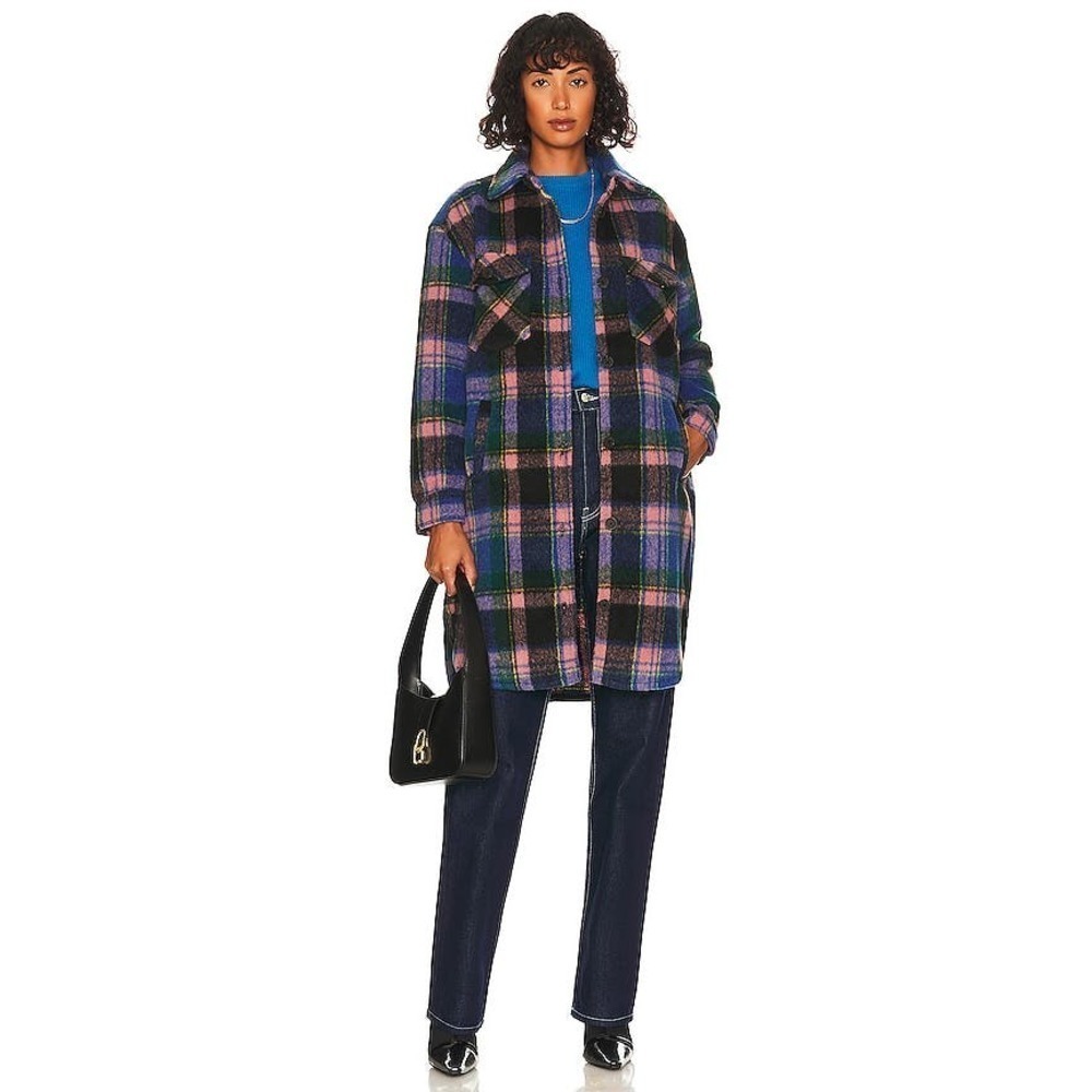 BLANKNYC Women's The Comeback Plaid Long Shacket Size M NWT - Picture 2 of 10